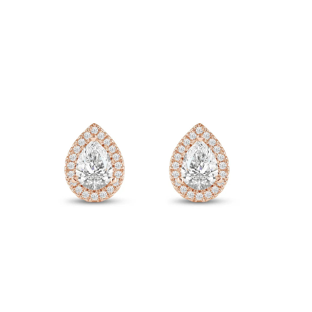 2 CT Pear Cut Moissanite Diamond Halo Stud Earrings for Women