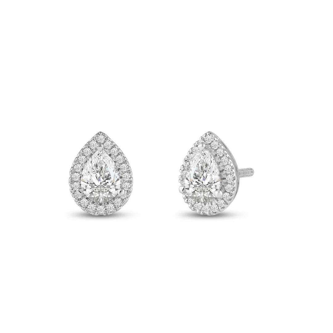 2 CT Pear Cut Moissanite Diamond Halo Stud Earrings for Women