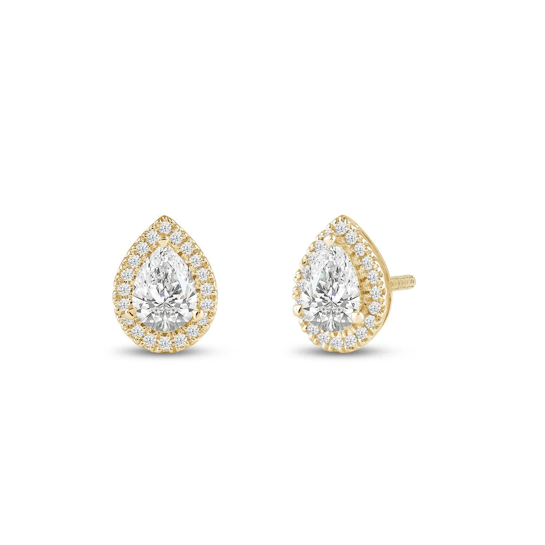 2 CT Pear Cut Moissanite Diamond Halo Stud Earrings for Women