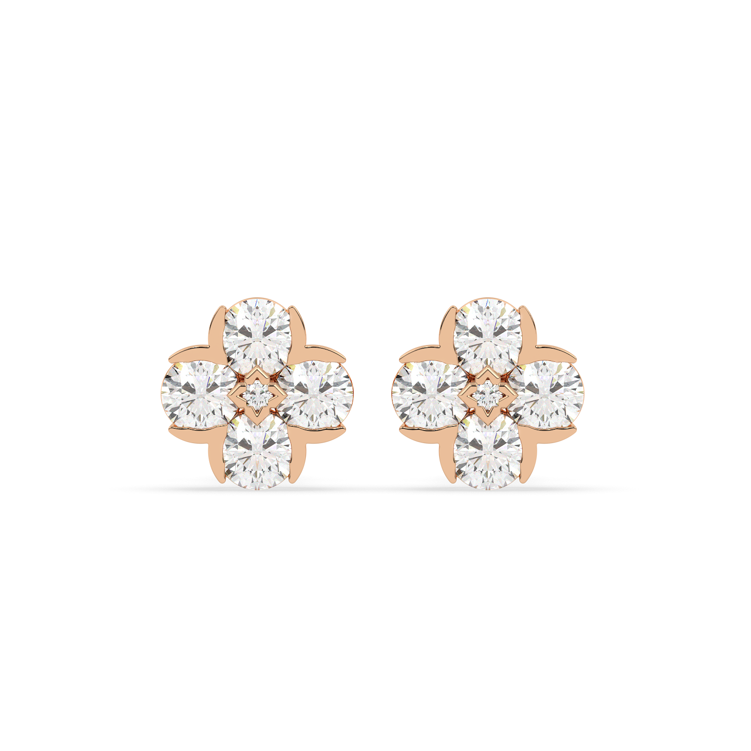 2 CT Round Cut Floral Moissanite Cluster Stud Earrings in 925 Sterling Silver with Gold Vermeil