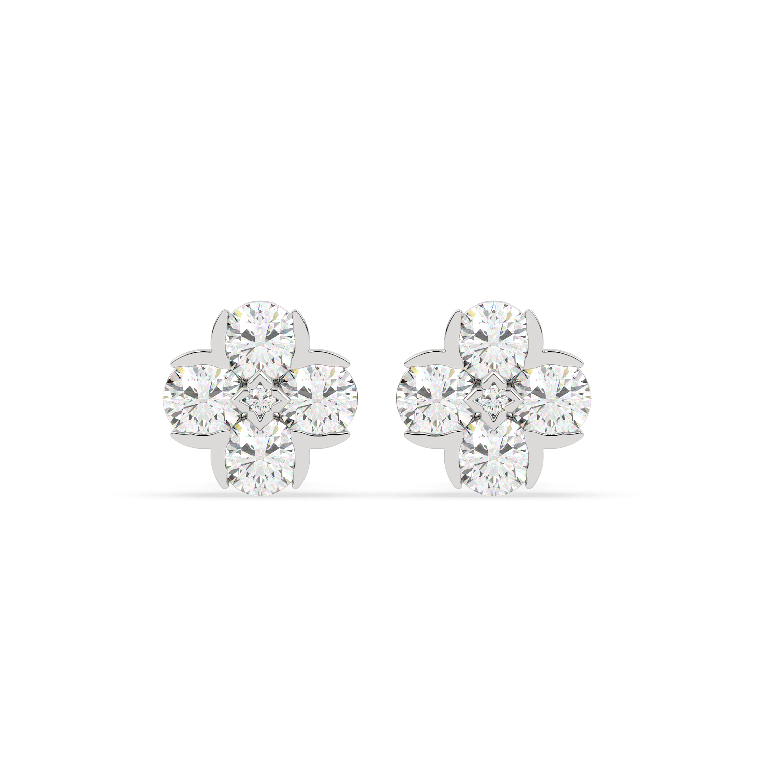 2 CT Round Cut Floral Moissanite Cluster Stud Earrings in 925 Sterling Silver with Gold Vermeil