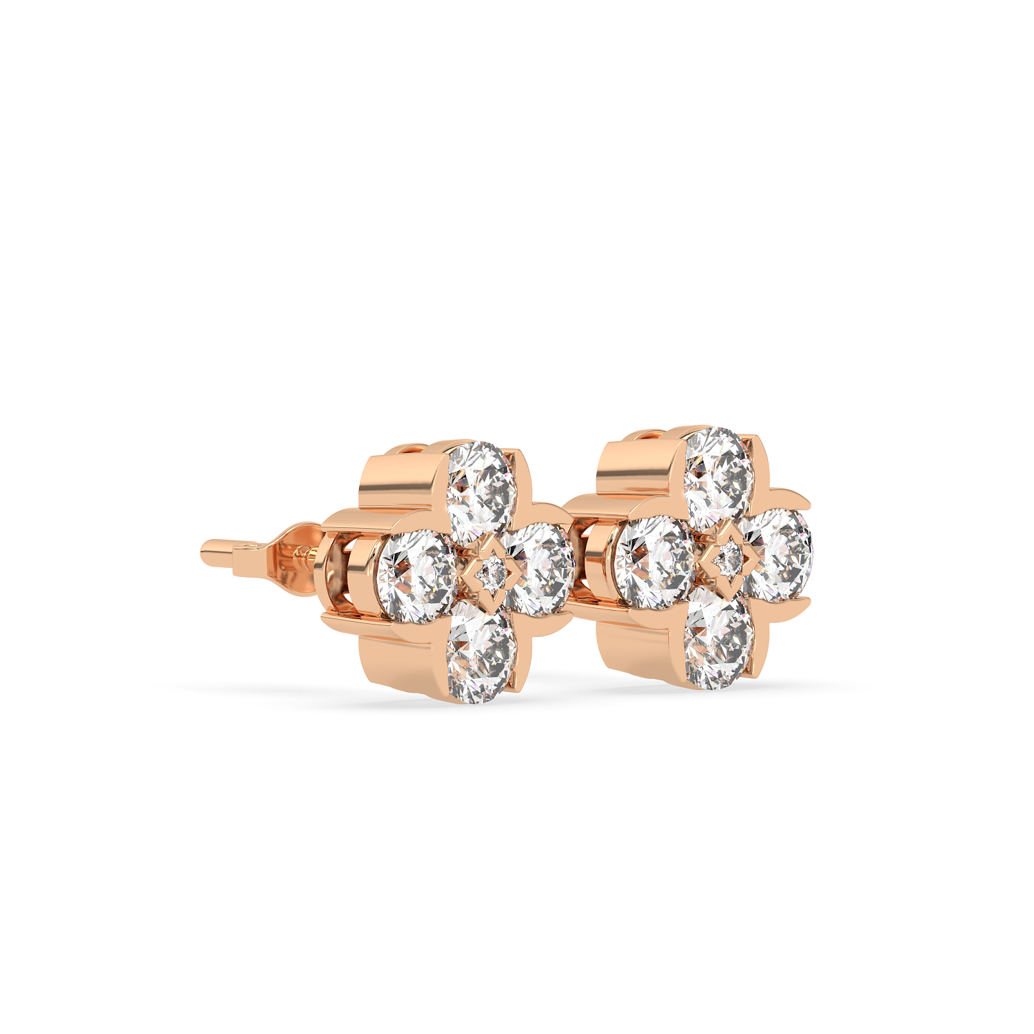 2 CT Round Cut Floral Moissanite Cluster Stud Earrings in 925 Sterling Silver with Gold Vermeil