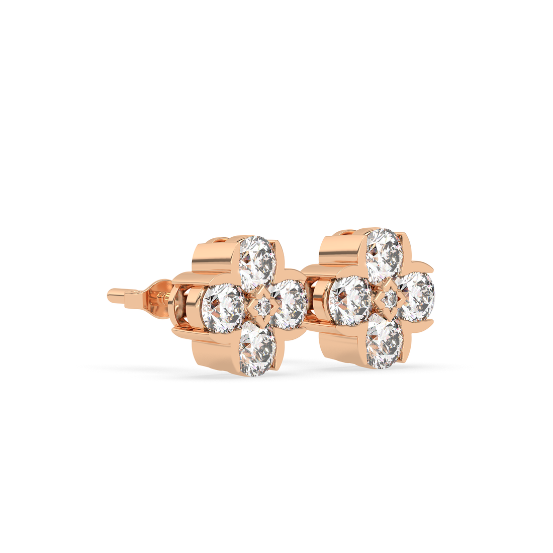 2 CT Round Cut Floral Moissanite Cluster Stud Earrings in 925 Sterling Silver with Gold Vermeil
