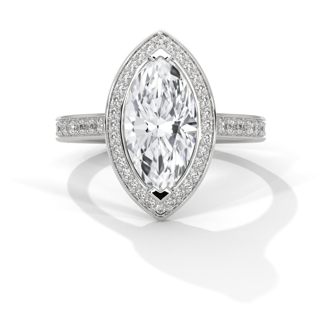 1.47 CT Marquise Halo Solitaire Diamond Ring