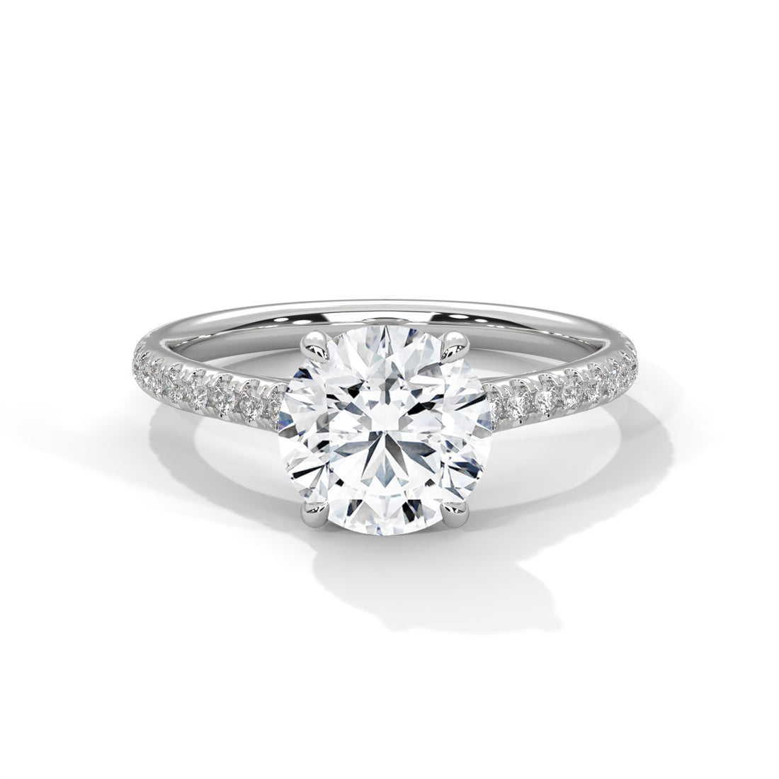 1.22 CT Round Cut With Side Accents Solitaire Diamond Ring