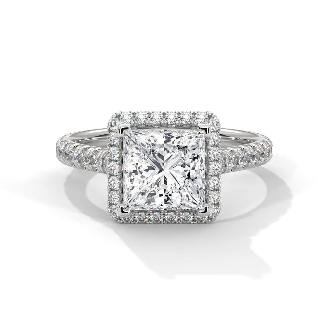 2.57 CT Princess Halo Solitaire Diamond Ring
