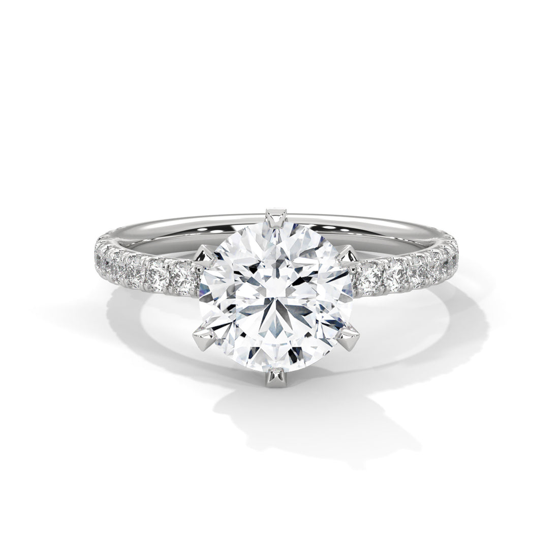 1.24 CT Round Cut Solitaire With Side Accents Diamond Ring