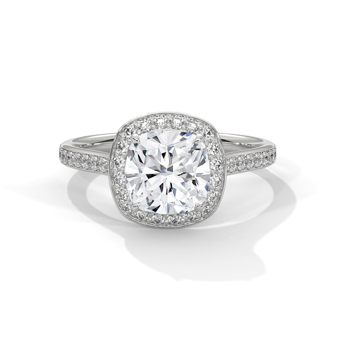 1.42 CT Cushion Cut Halo Solitaire Diamond Ring