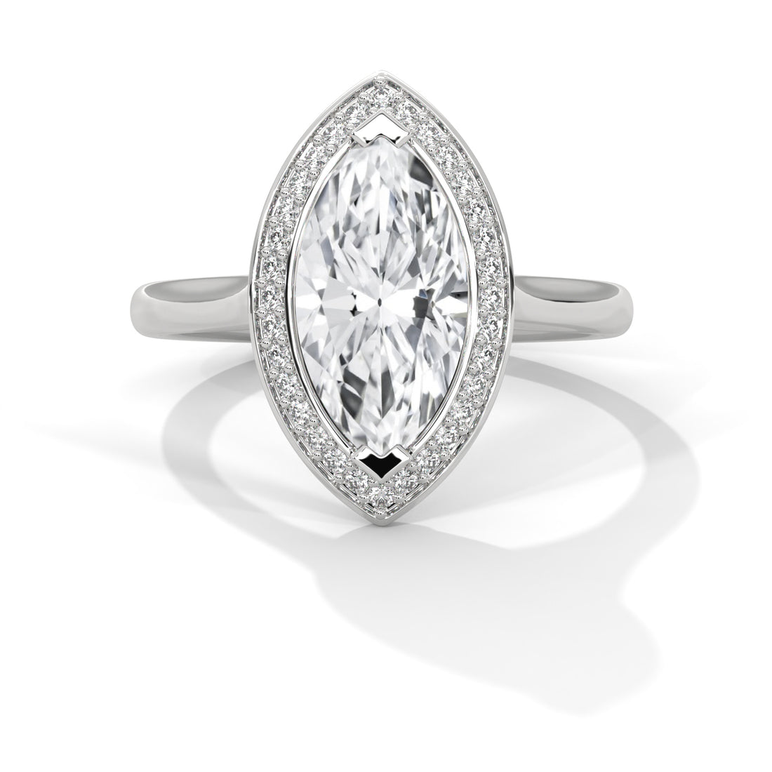 1.36 CT Marquise Halo Solitaire Diamond Ring