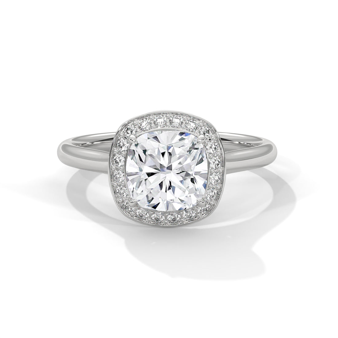 1.18 CT Cushion Cut Halo Solitaire Diamond Ring