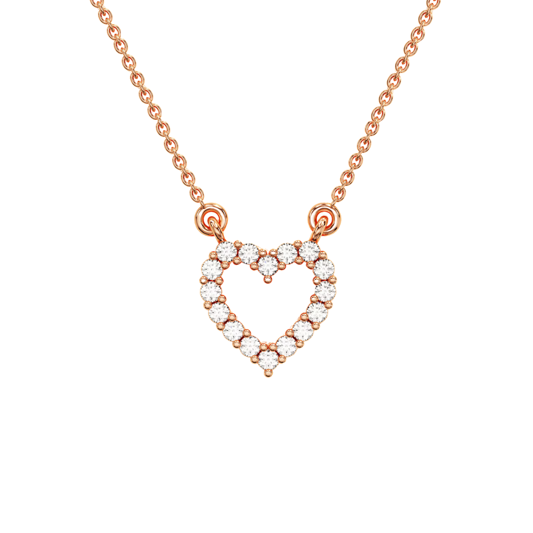 14k Plated Gold Moissanite Heart Necklace for Valentine Gifts