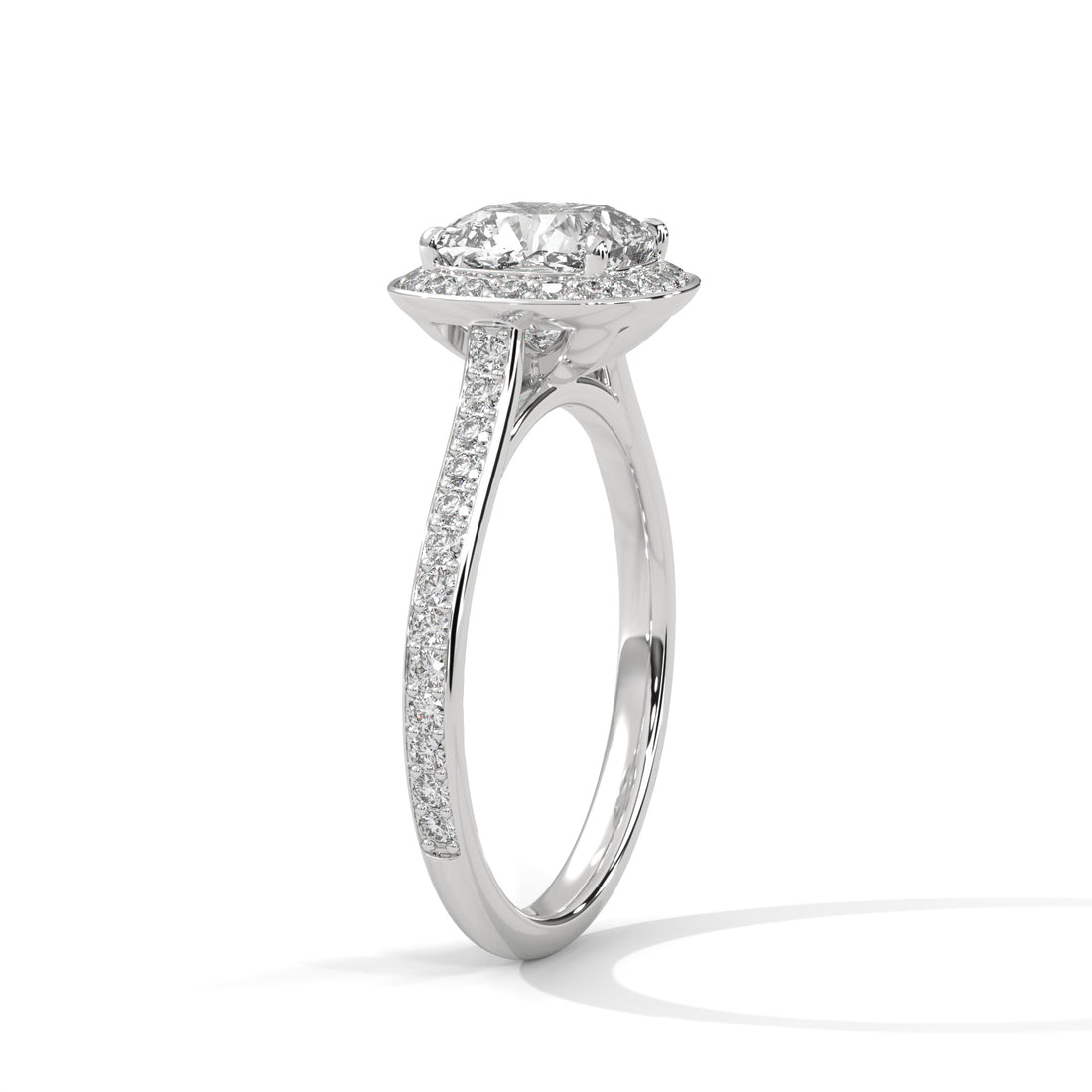 1.42 CT Cushion Cut Halo Solitaire Diamond Ring