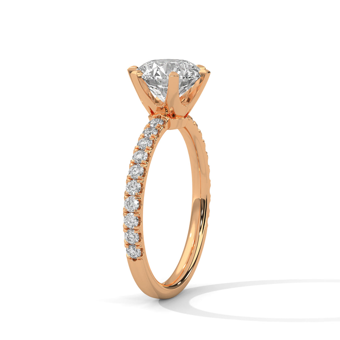 1.24 CT Round Cut Solitaire With Side Accents Diamond Ring