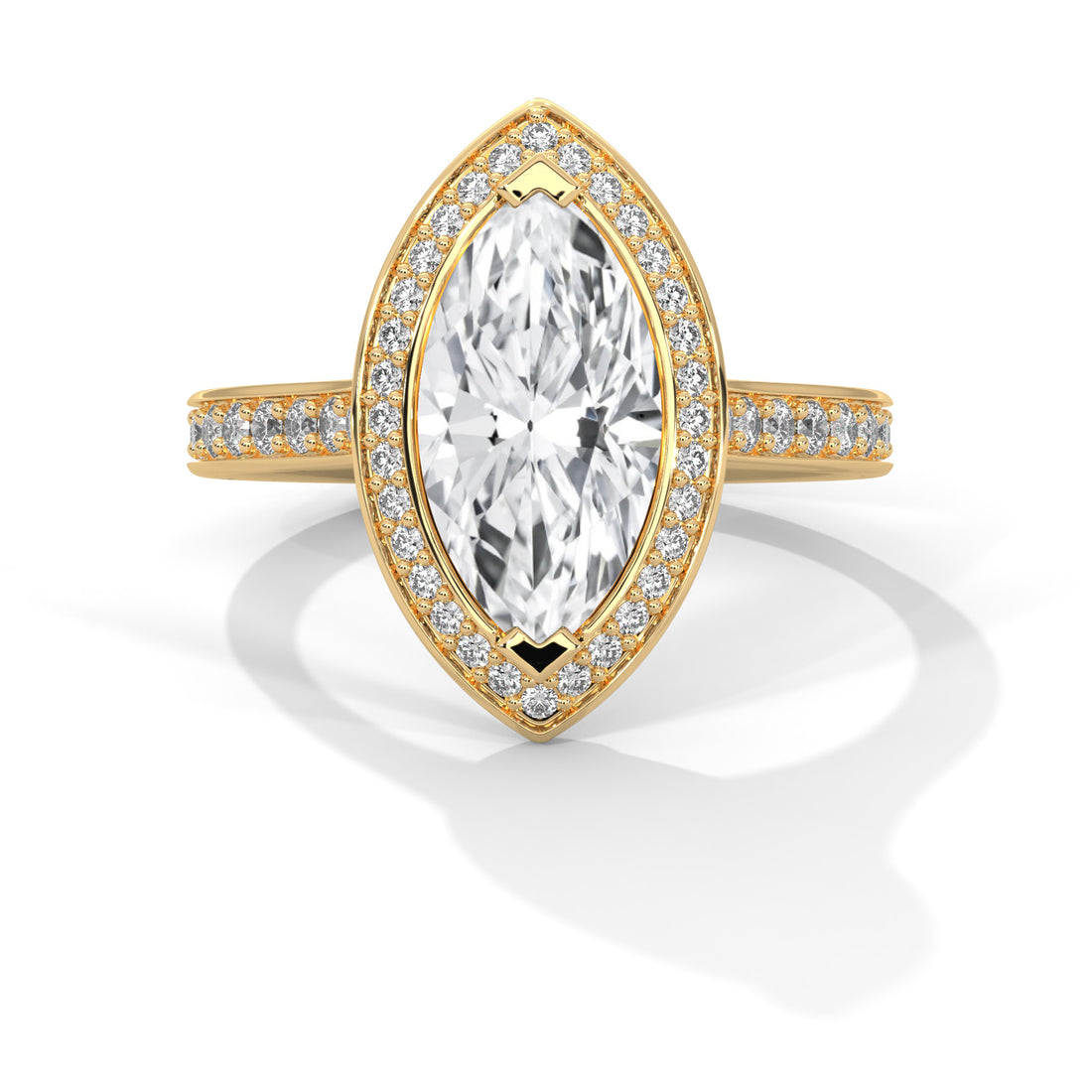 1.47 CT Marquise Halo Solitaire Diamond Ring