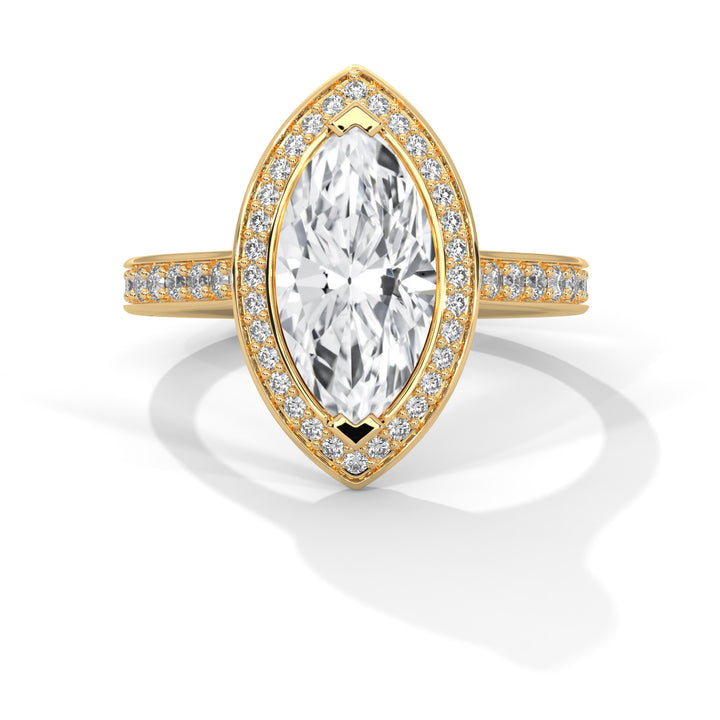 1.47 CT Marquise Halo Solitaire Diamond Ring