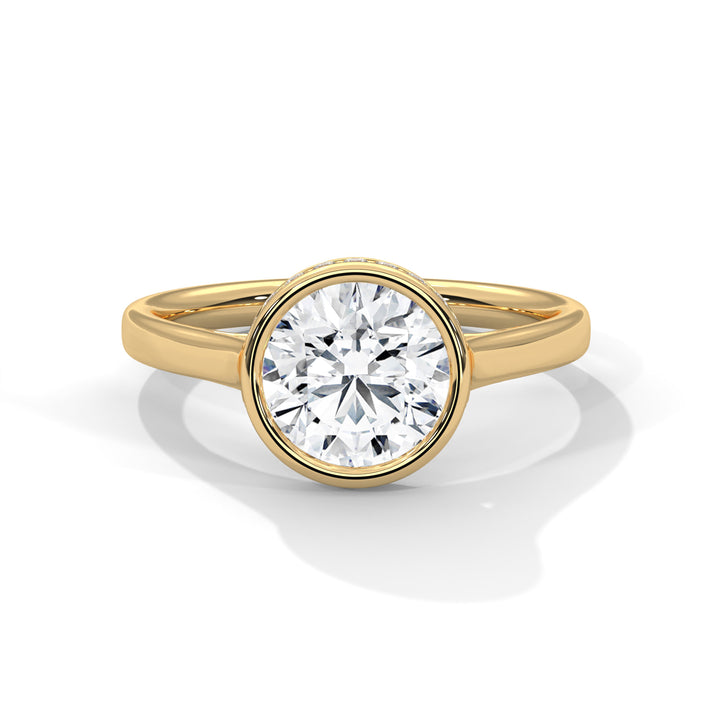 2.14 CT Round Cut with Bezel Setting Solitaire Diamond Ring
