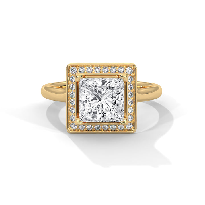 1.18 CT Princess Cut Halo Solitaire Diamond Ring