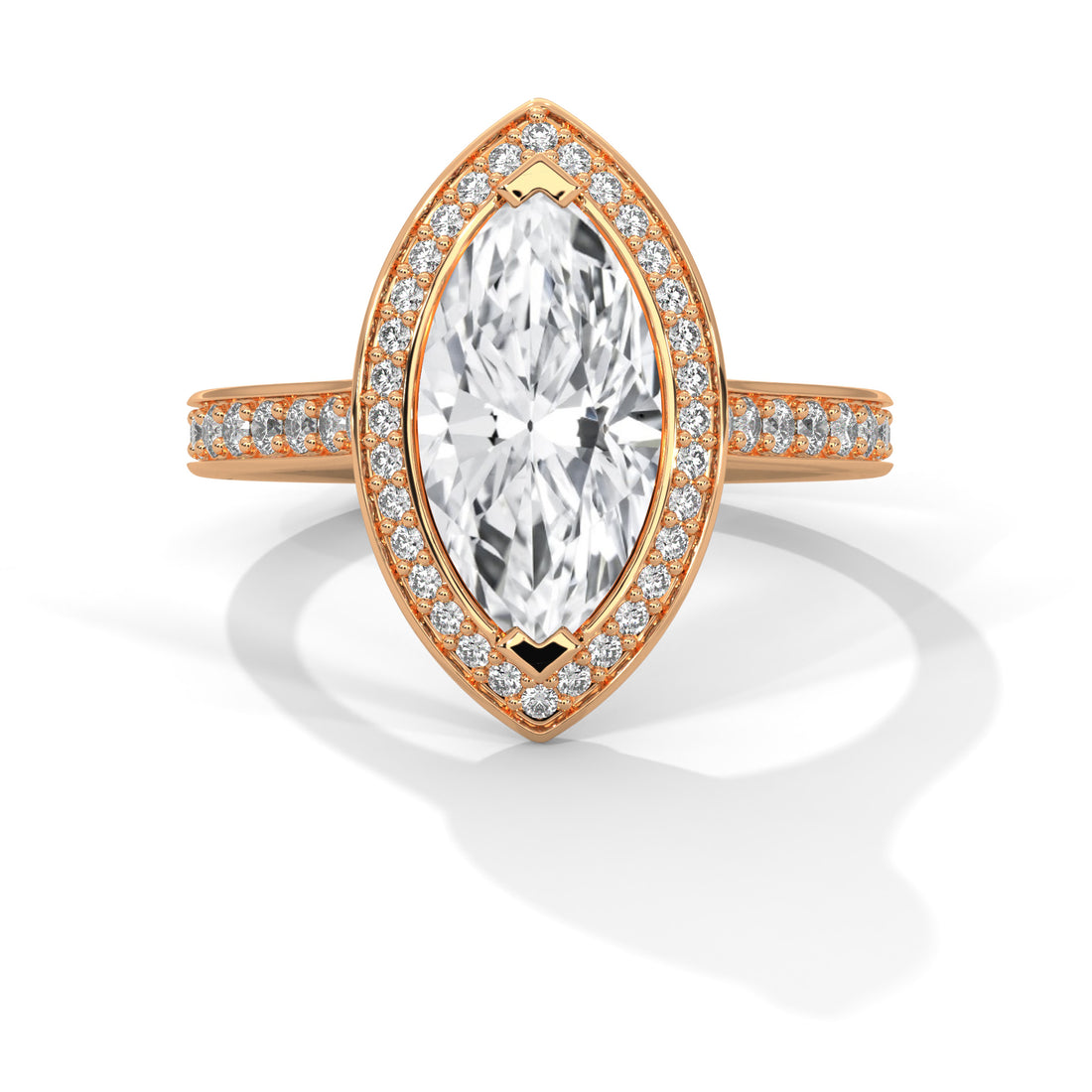 1.47 CT Marquise Halo Solitaire Diamond Ring