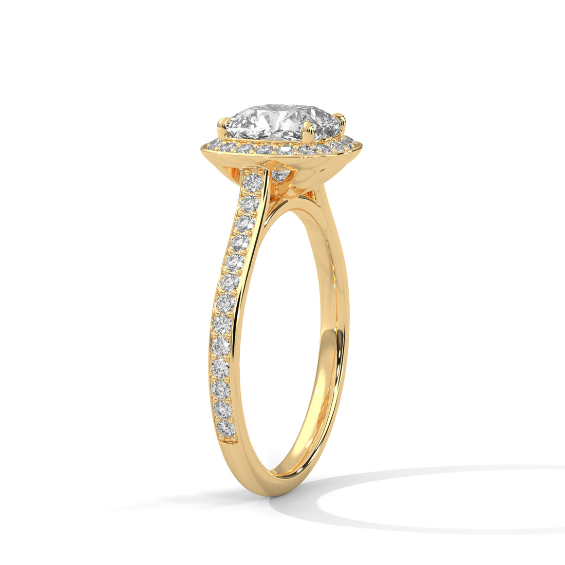 1.42 CT Cushion Cut Halo Solitaire Diamond Ring