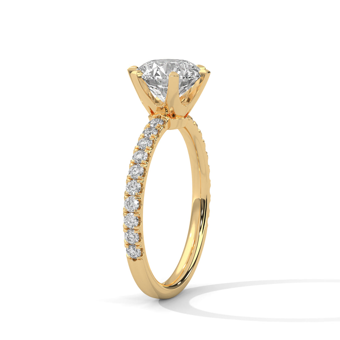 1.24 CT Round Cut Solitaire With Side Accents Diamond Ring