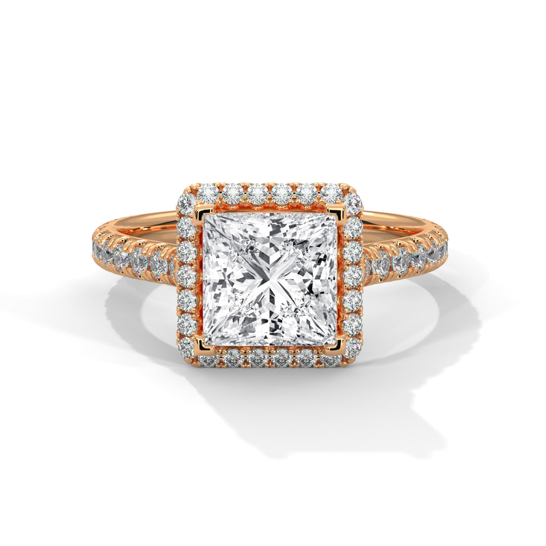 2.57 CT Princess Halo Solitaire Diamond Ring