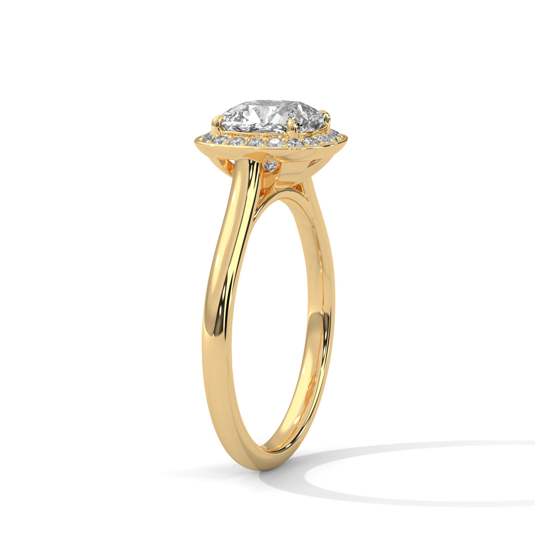 1.18 CT Cushion Cut Halo Solitaire Diamond Ring