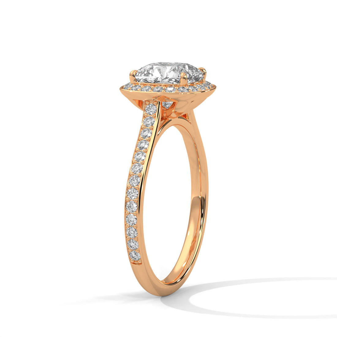 1.42 CT Cushion Cut Halo Solitaire Diamond Ring