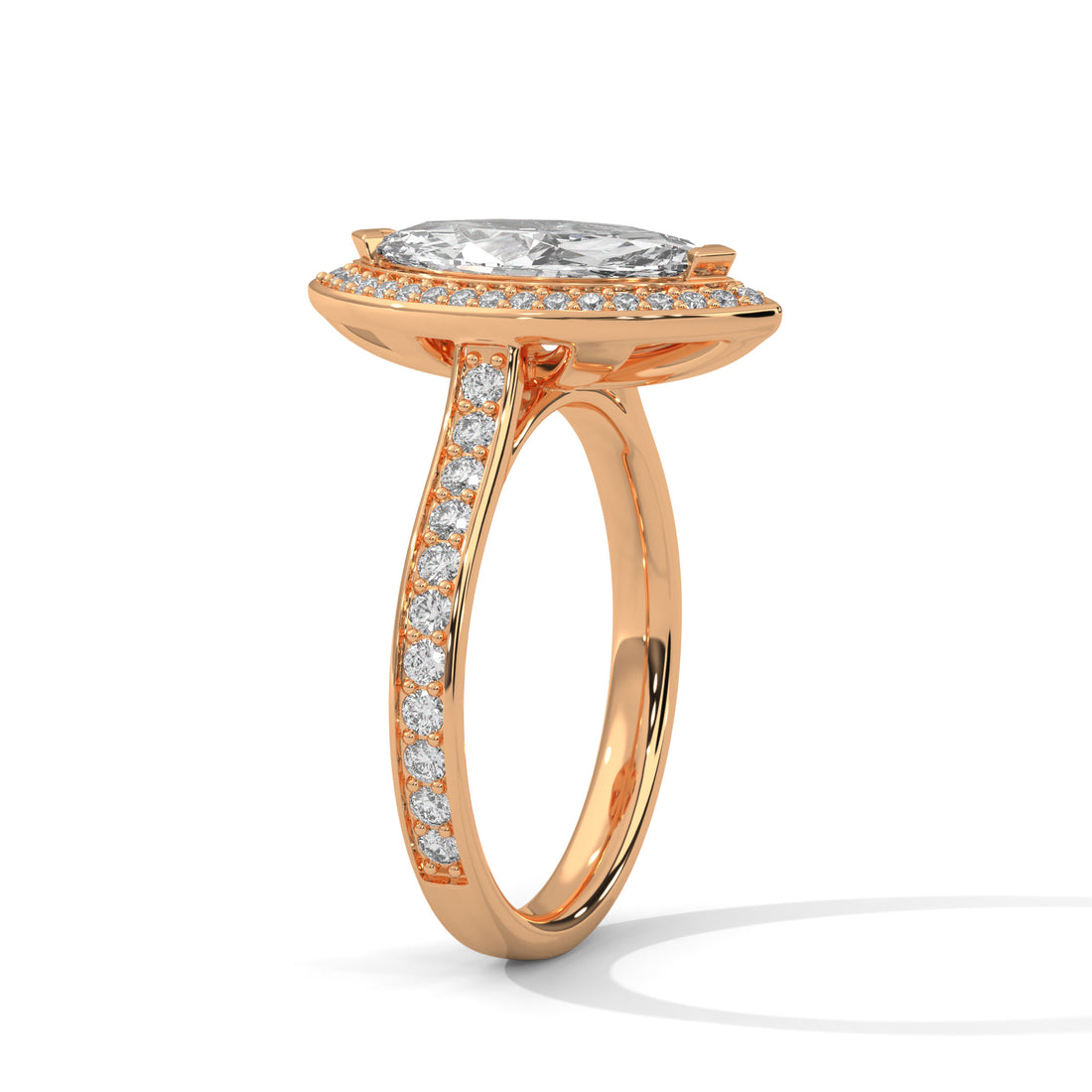 1.47 CT Marquise Halo Solitaire Diamond Ring