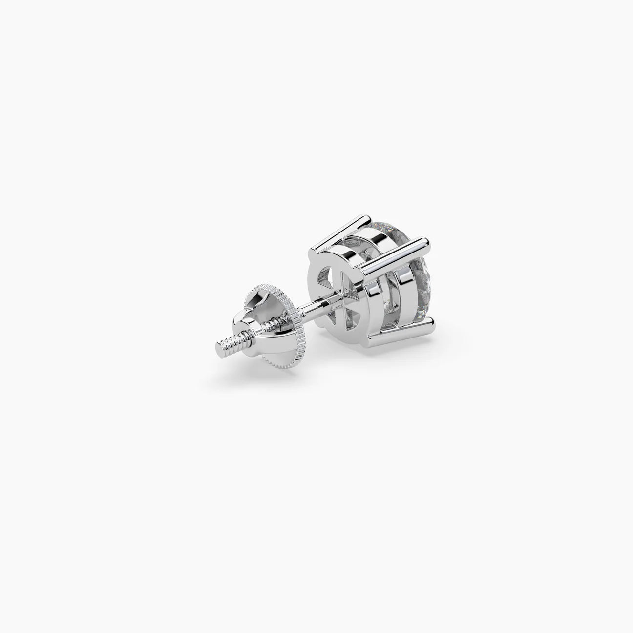 Round Portuguese Cut Moissanite Solitaire Stud Earrings in 925 Sterling Silver with Vermeil Plating