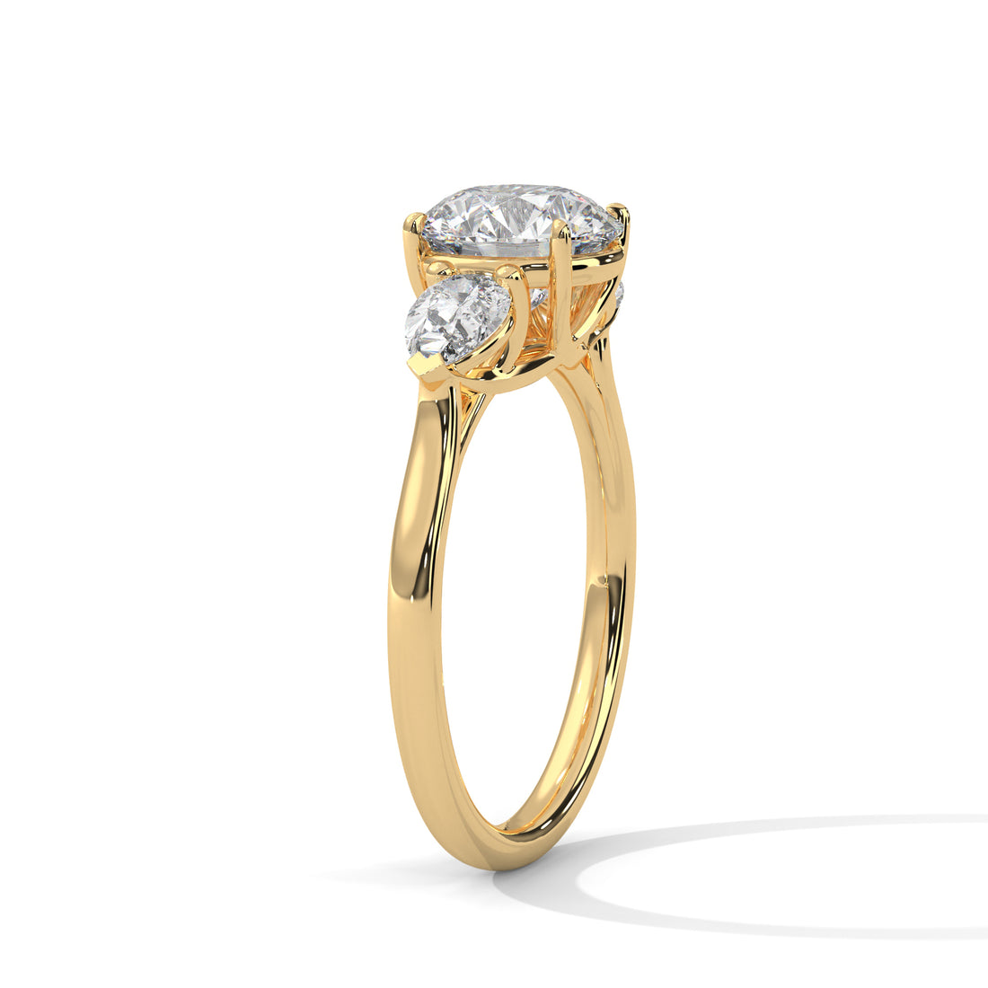 3.00 CT Three Stone Round And Pear Cut Solitaire Diamond Ring