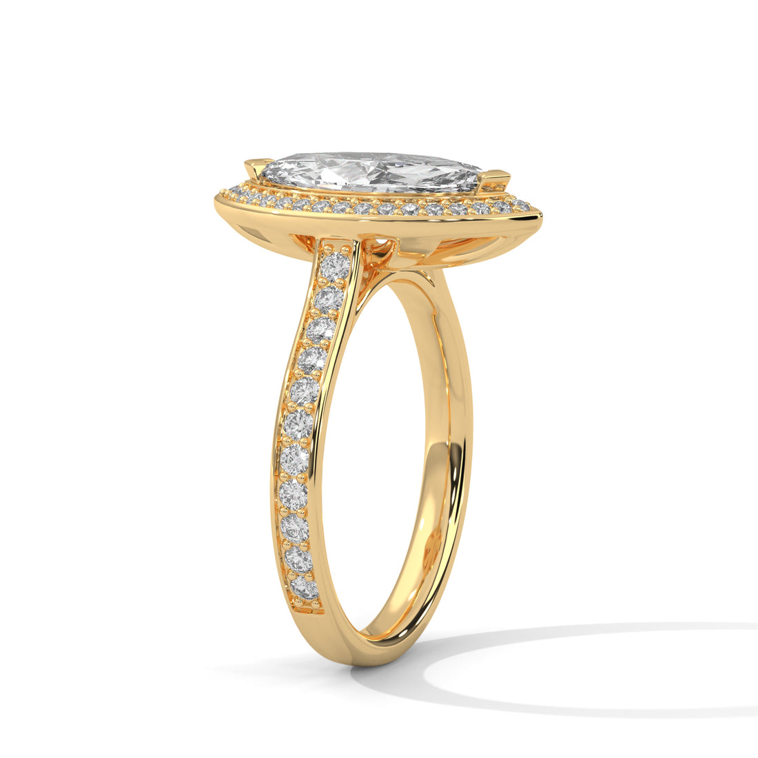 1.47 CT Marquise Halo Solitaire Diamond Ring