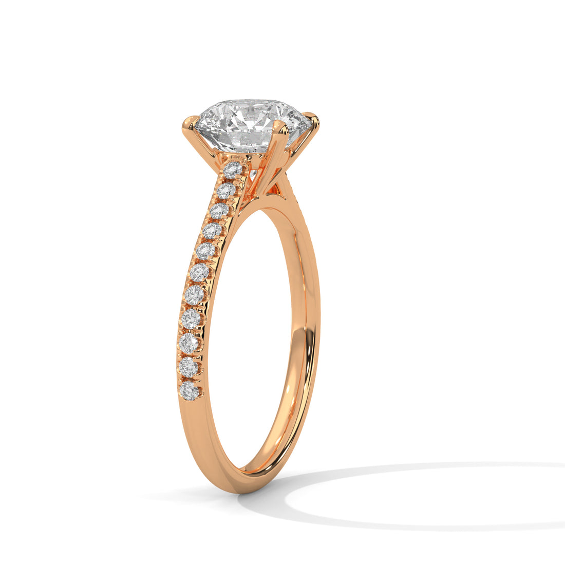 1.22 CT Round Cut With Side Accents Solitaire Diamond Ring