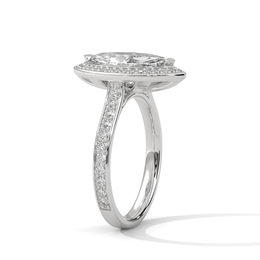 1.47 CT Marquise Halo Solitaire Diamond Ring