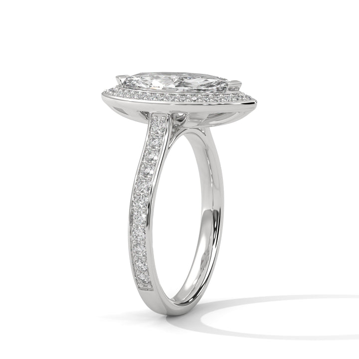 1.47 CT Marquise Halo Solitaire Diamond Ring