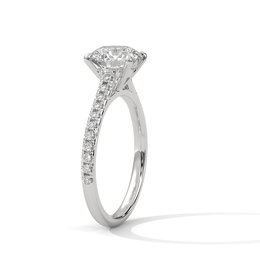 1.22 CT Round Cut With Side Accents Solitaire Diamond Ring