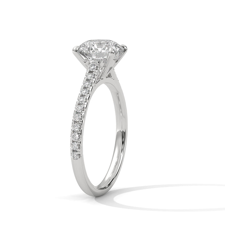 1.22 CT Round Cut With Side Accents Solitaire Diamond Ring