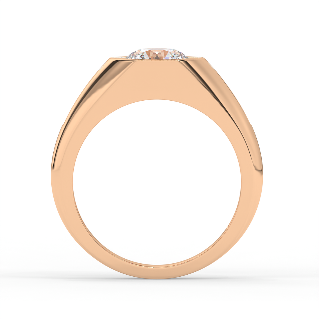 2.5 CT Round Cut Moissanite Men's Signet Ring with Solitaire with Side Stones in 925 Sterling Silver with 14K Gold Vermeil Plating