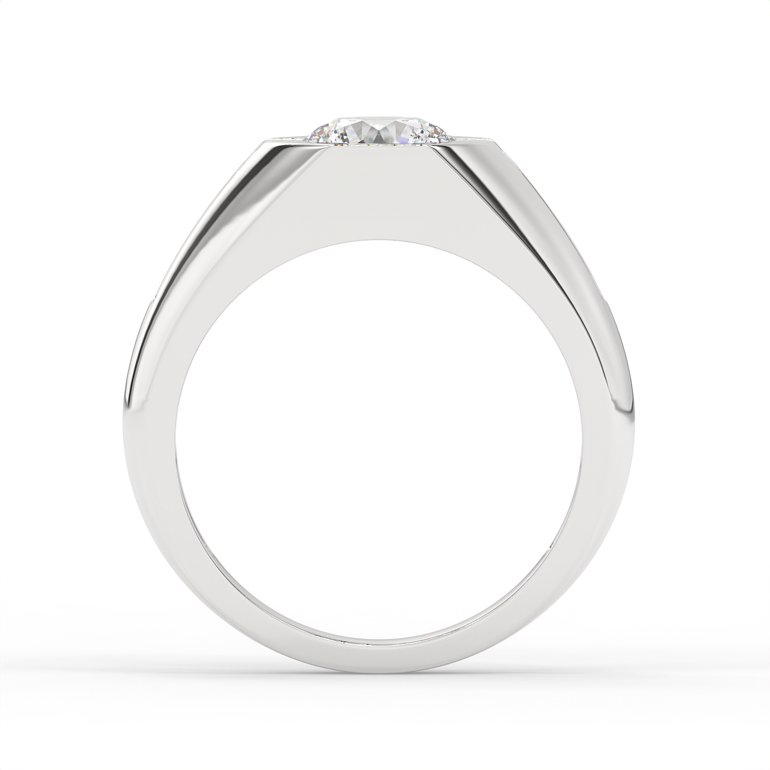 2.5 CT Round Cut Moissanite Men's Signet Ring with Solitaire with Side Stones in 925 Sterling Silver with 14K Gold Vermeil Plating