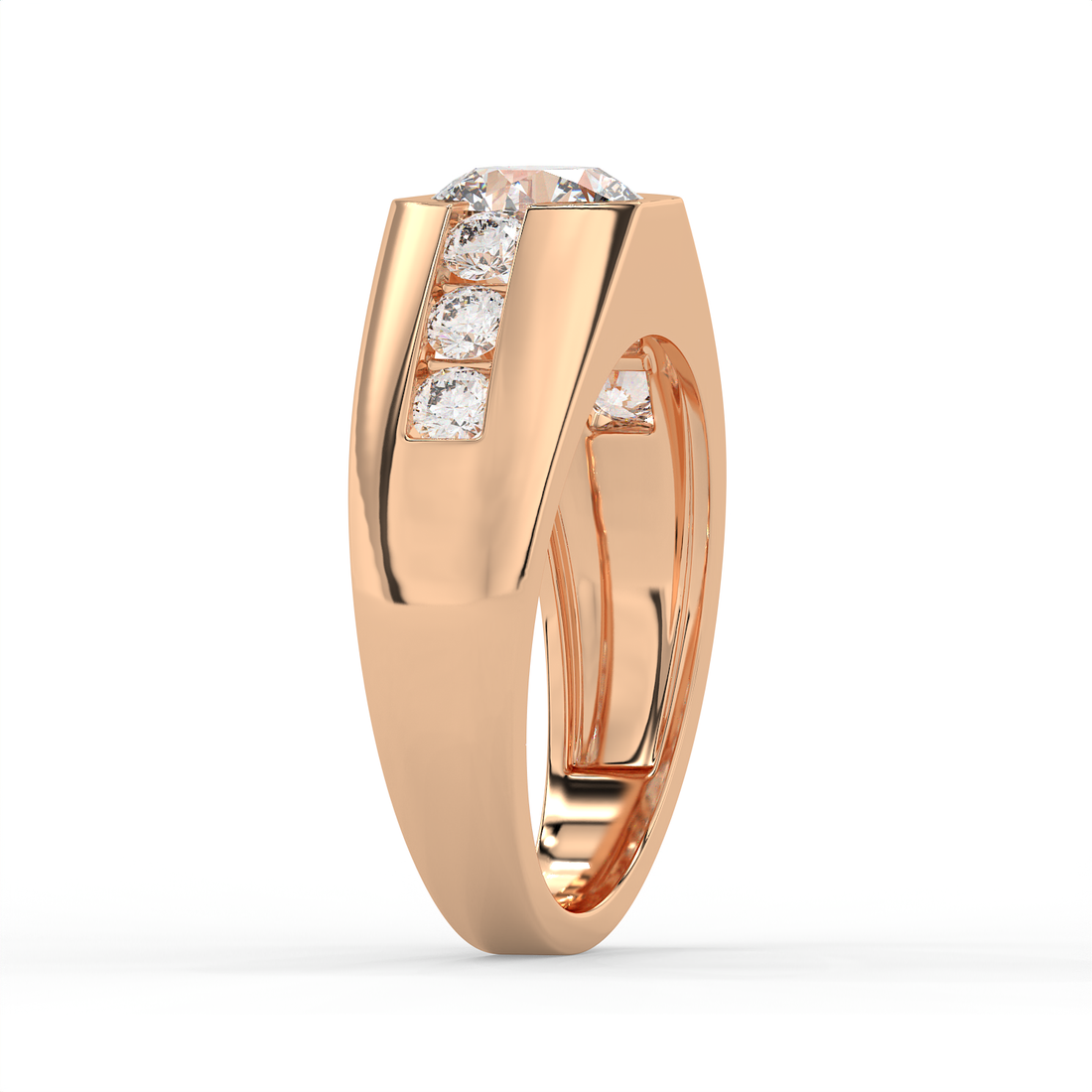2.5 CT Round Cut Moissanite Men's Signet Ring with Solitaire with Side Stones in 925 Sterling Silver with 14K Gold Vermeil Plating