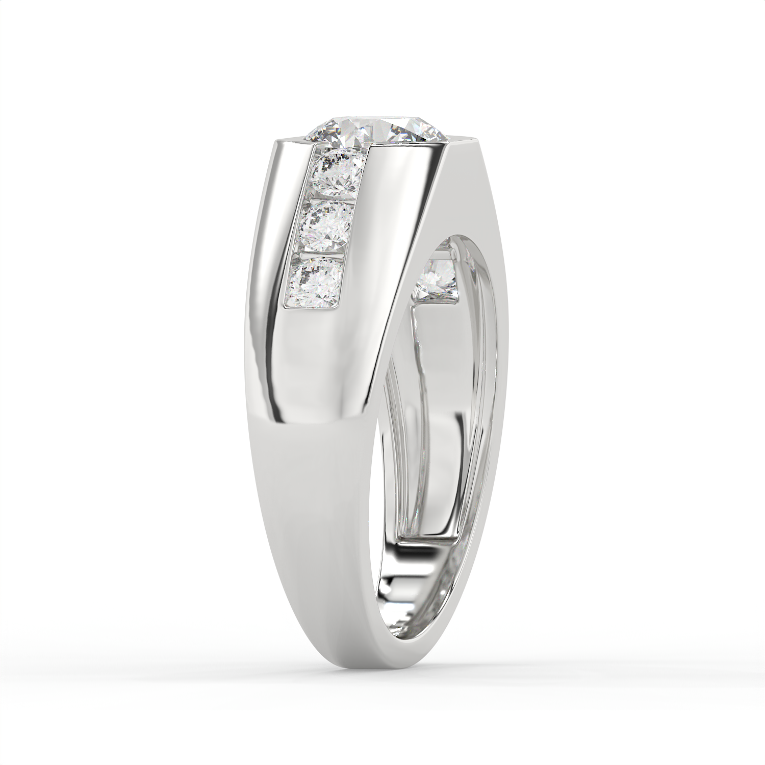 2.5 CT Round Cut Moissanite Men's Signet Ring with Solitaire with Side Stones in 925 Sterling Silver with 14K Gold Vermeil Plating