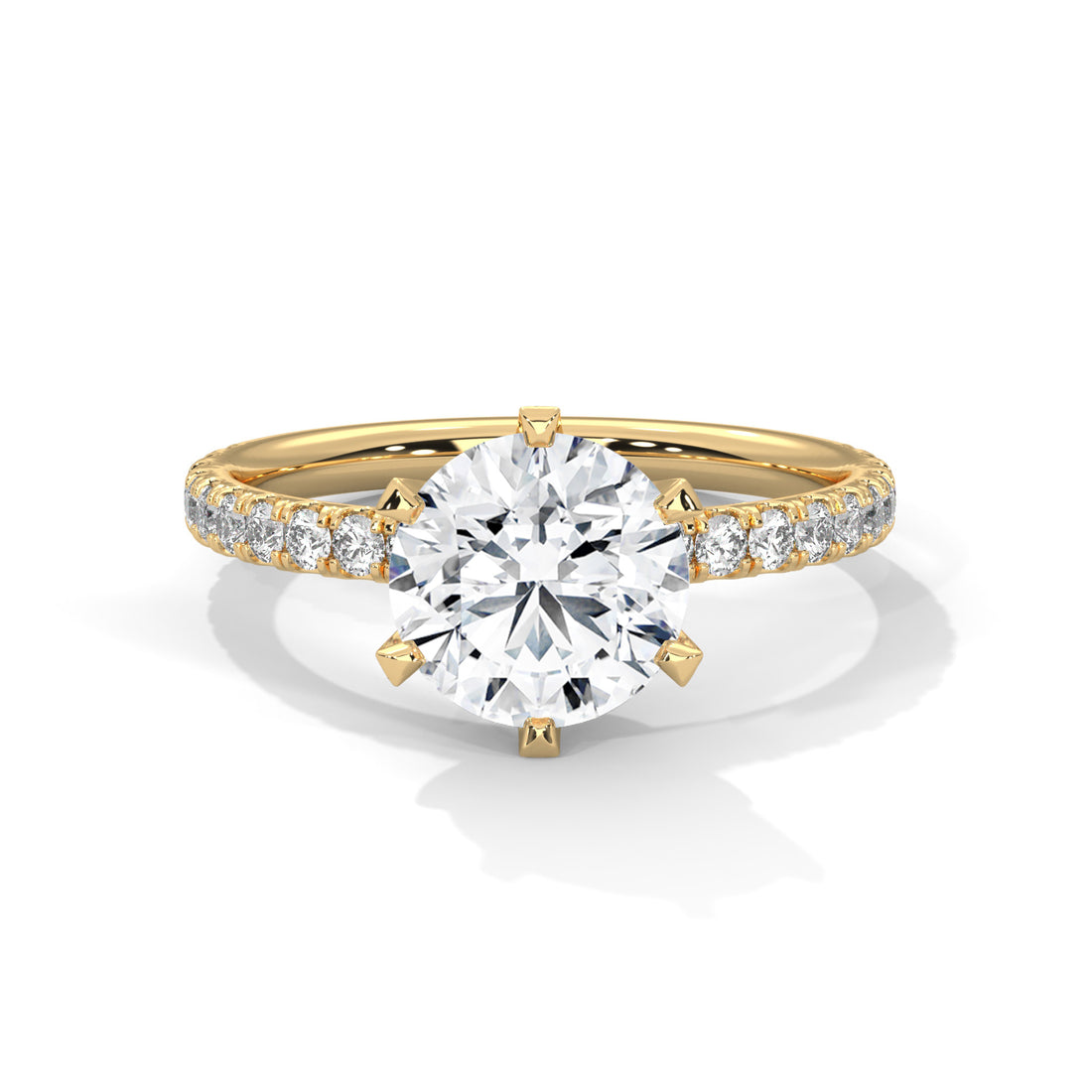 1.24 CT Round Cut Solitaire With Side Accents Diamond Ring