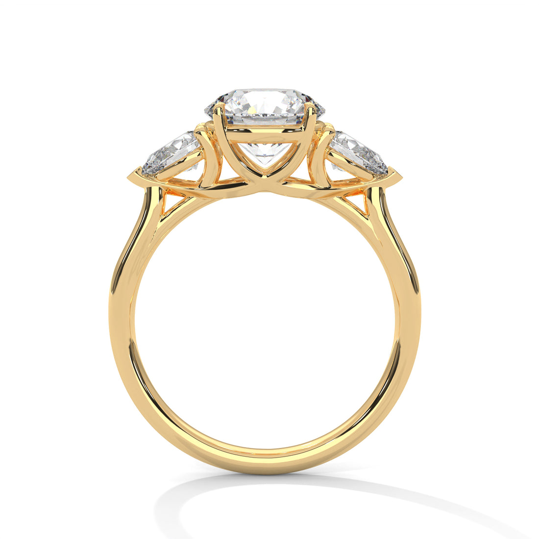 3.00 CT Three Stone Round And Pear Cut Solitaire Diamond Ring