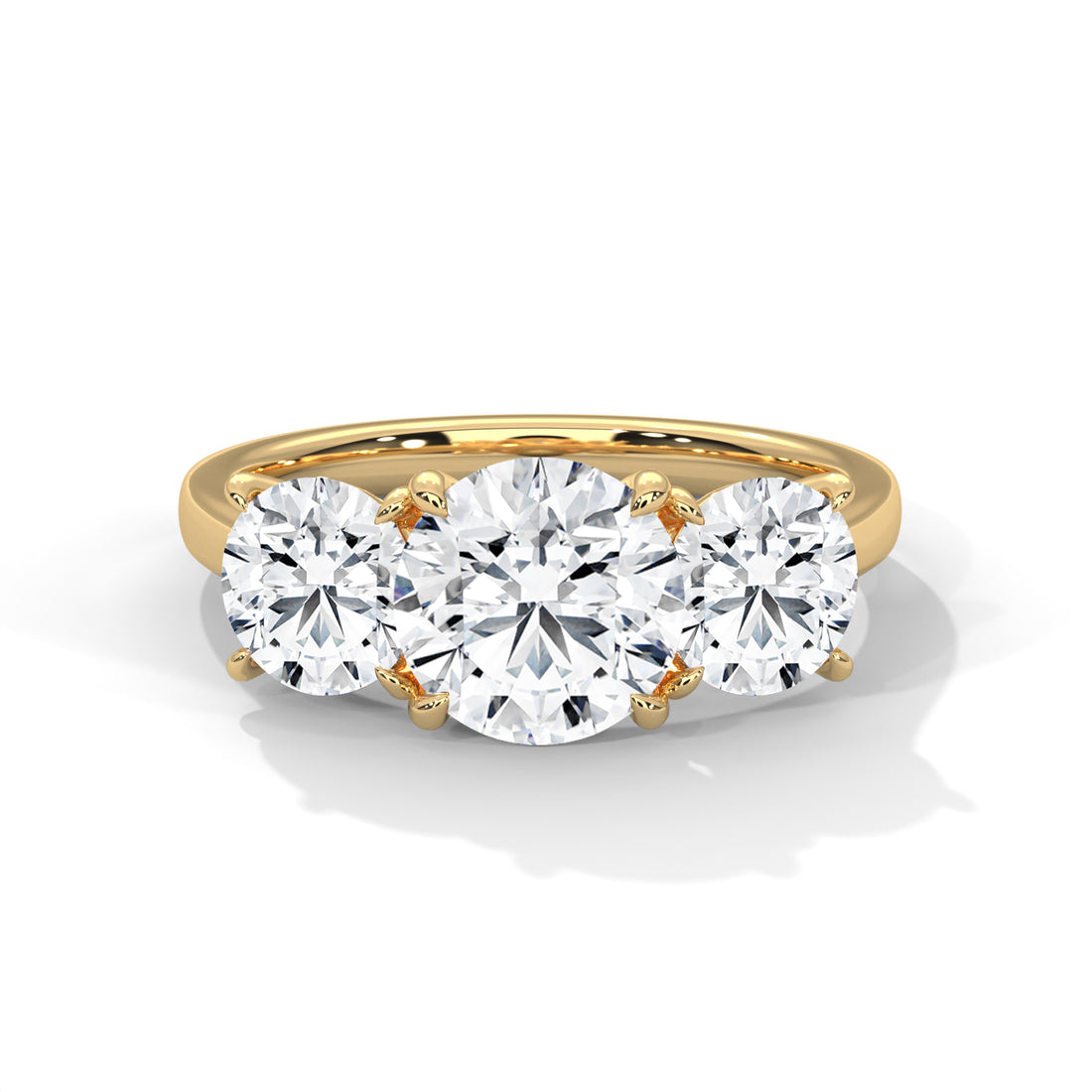 3.68 CT Three Stone Round Cut Diamond Ring