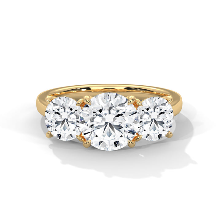 3.68 CT Three Stone Round Cut Diamond Ring