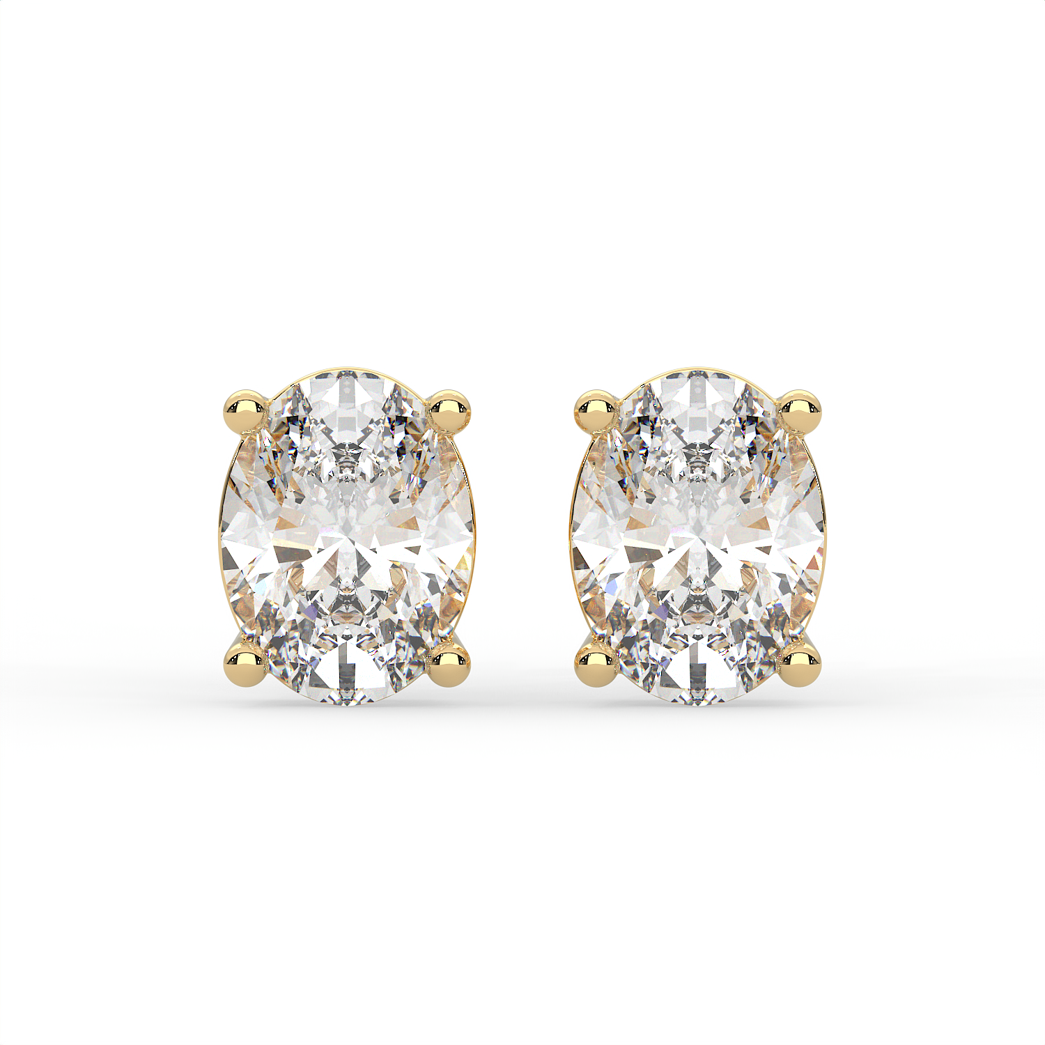 2 CT Each Oval Cut Moissanite Solitaire Stud Earrings in 925 Sterling Silver with 14K Gold Vermeil Plating