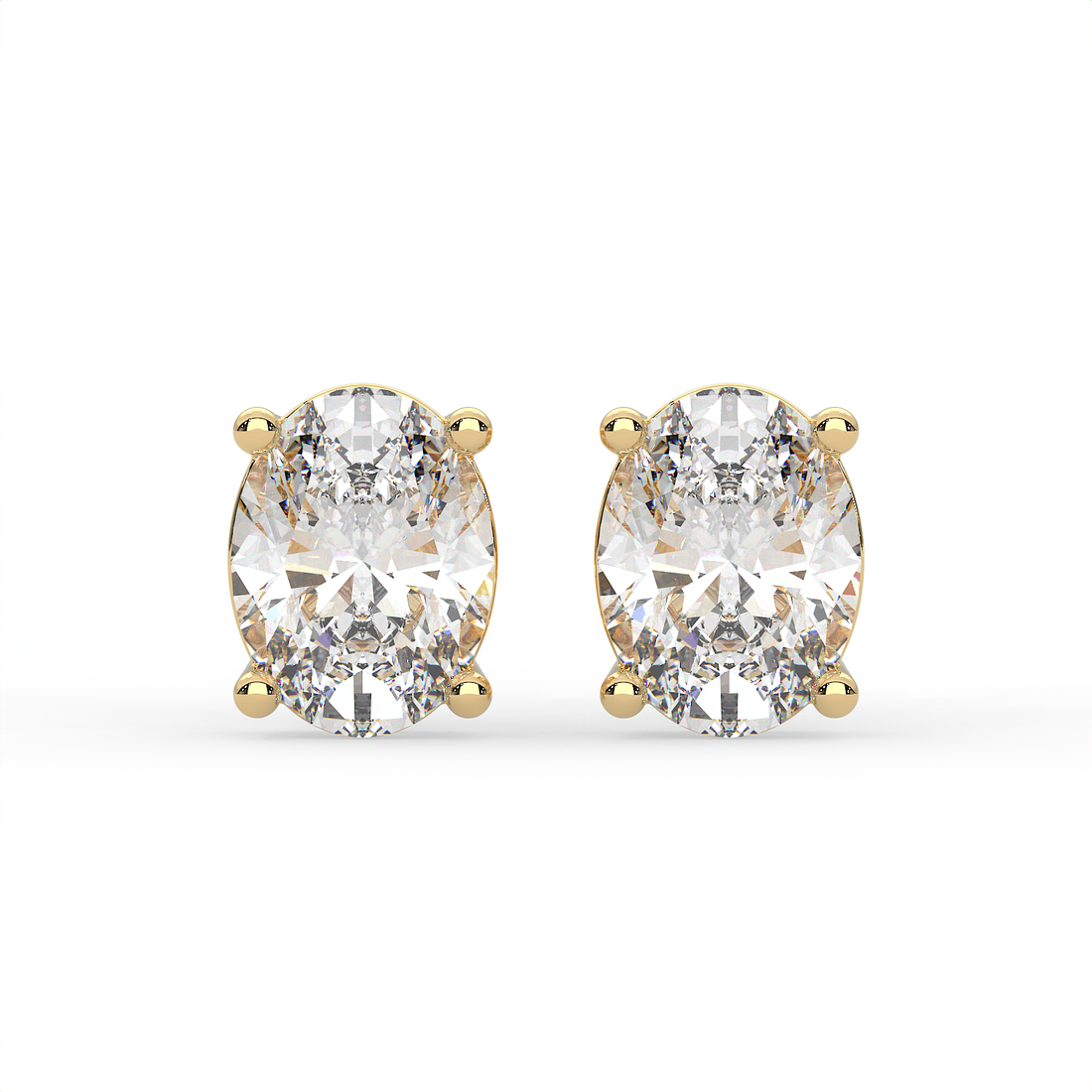 2 CT Each Oval Cut Moissanite Solitaire Stud Earrings in 925 Sterling Silver with 14K Gold Vermeil Plating