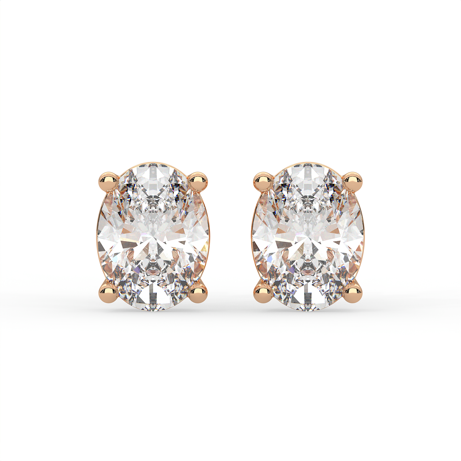 2 CT Each Oval Cut Moissanite Solitaire Stud Earrings in 925 Sterling Silver with 14K Gold Vermeil Plating