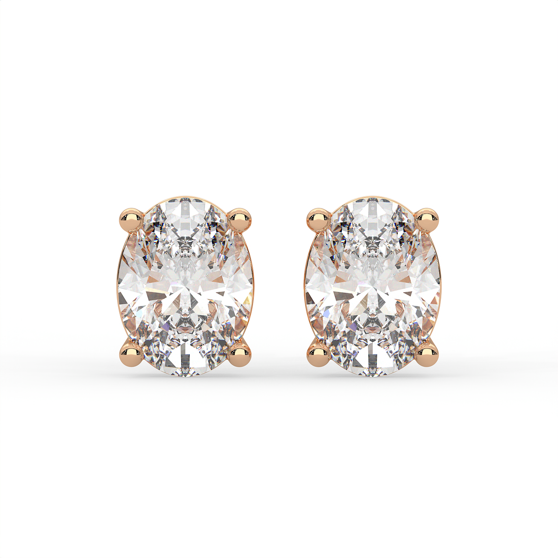 2 CT Each Oval Cut Moissanite Solitaire Stud Earrings in 925 Sterling Silver with 14K Gold Vermeil Plating