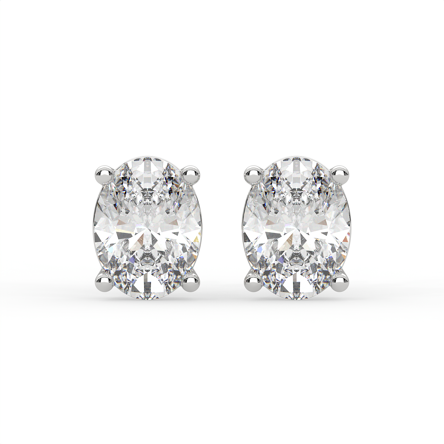 2 CT Each Oval Cut Moissanite Solitaire Stud Earrings in 925 Sterling Silver with 14K Gold Vermeil Plating