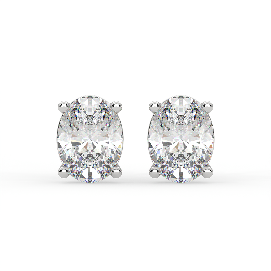 2 CT Each Oval Cut Moissanite Solitaire Stud Earrings in 925 Sterling Silver with 14K Gold Vermeil Plating
